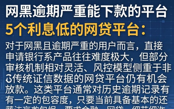 网黑逾期严重能下款的平台，详细阐述5个利息低的网贷平台