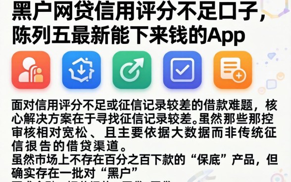 黑户网贷信用评分不足口子，陈列五个最新能下来钱的app