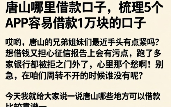唐山哪里借款口子，梳理5个APP容易借款1万块的口子