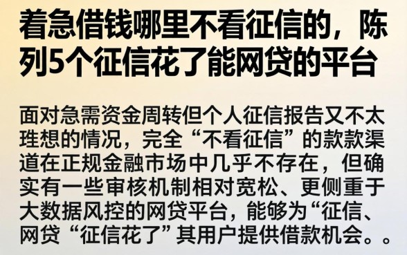 着急借钱哪里不看征信的，陈列5个征信花了能网贷的平台