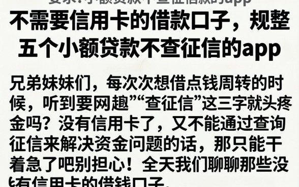 不需要信用卡的借款口子，规整五个小额贷款不查征信的app