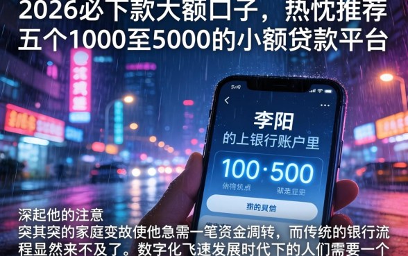 2026必下款大额口子，热忱推荐五个1000至5000的小额贷款平台