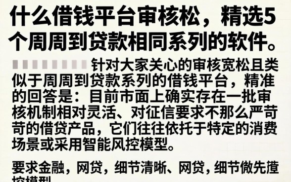 什么借钱平台审核松，精选5个周周到贷款相同系列的软件
