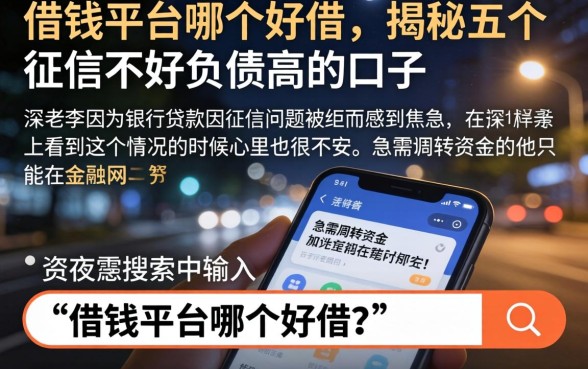 借钱平台哪个好借，揭秘五个征信不好负债高的口子