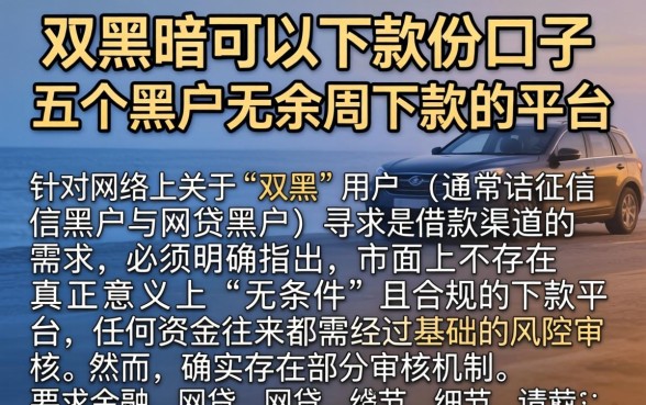 双黑暗可以下款的口子，详尽说明五个黑户无条件下款的平台