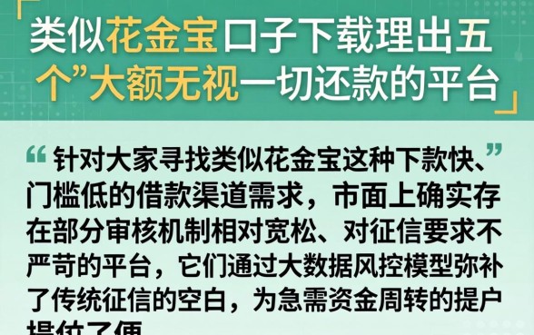 类似花金宝的口子下载，理出五个大额无视一切还款的平台