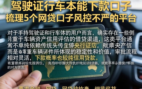 驾驶证行车本能下款的口子，梳理5个网贷口子风控不严的平台