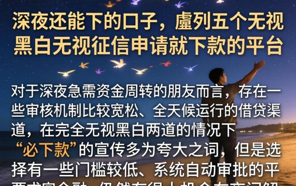 深夜还能下的口子，胪列五个无视黑白无视征信申请就下款的平台