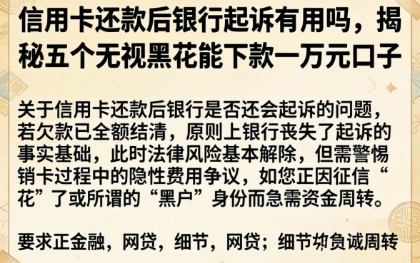 信用卡还款后银行起诉有用吗，揭秘五个无视黑花能下款一万元口子