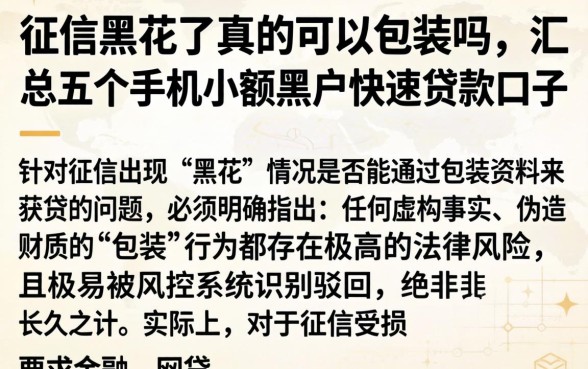 征信黑花了真的可以包装吗，汇总五个手机小额黑户快速贷款口子