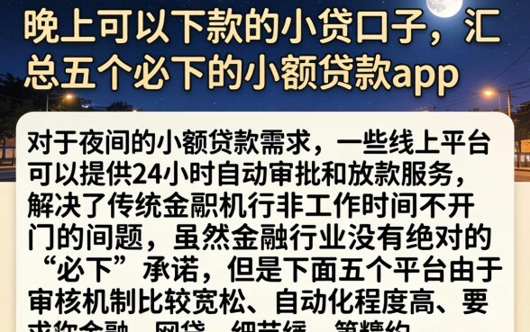 晚上可以下款的小贷口子，汇总五个必下的小额贷款app
