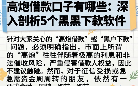高炮借款口子有哪些，深入剖析5个黑户下款软件