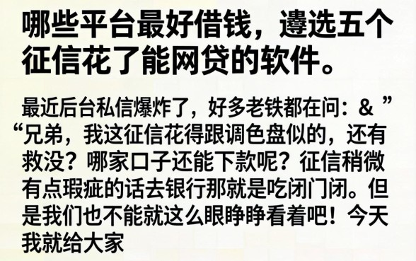 哪些平台最好借钱，遴选五个征信花了能网贷的软件