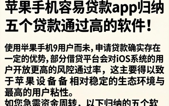 苹果手机容易贷款app，归纳五个贷款通过高的软件