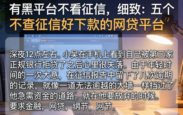 有黑平台不看征信，细致阐述五个不查征信好下款的网贷平台