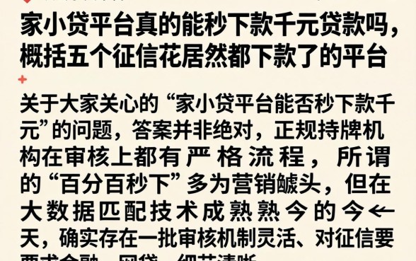 家小贷平台真的能秒下款千元贷款吗，概括五个征信花居然都下款了的平台