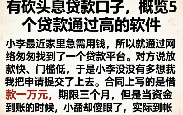 有砍头息贷款口子，概览5个贷款通过高的软件