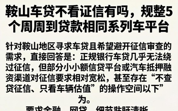 鞍山车贷不看征信有吗，规整5个周周到贷款相同系列的平台