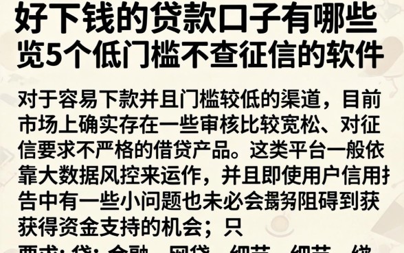 好下钱的贷款口子有哪些，概览5个低门槛不查征信的软件