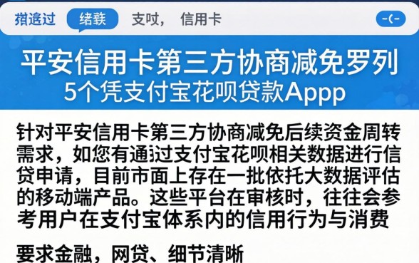 平安信用卡第三方协商减免，罗列5个凭支付宝花呗贷款的app
