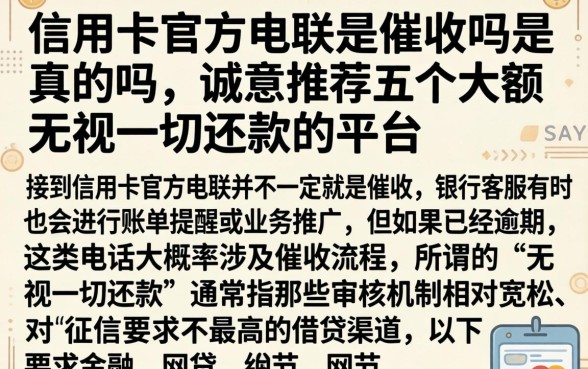 信用卡官方电联是催收吗是真的吗，诚意推荐五个大额无视一切还款的平台