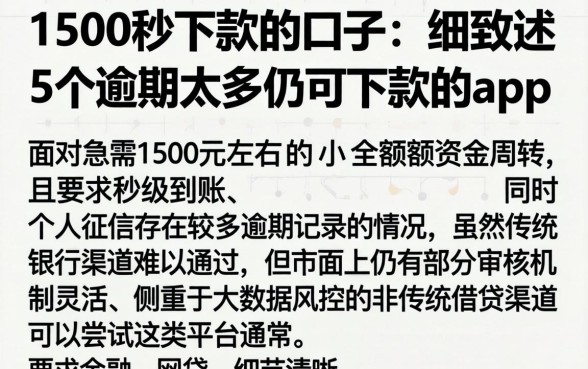 1500秒下款的口子，细致阐述5个逾期太多仍可下款的app