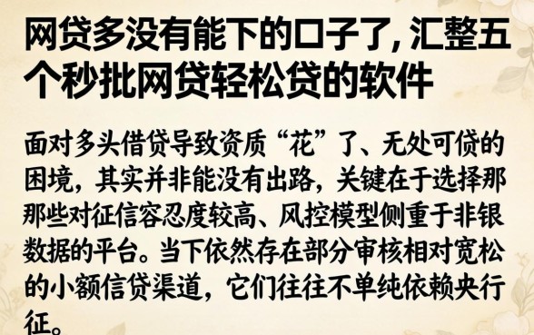 网贷多没有能下的口子了，汇整五个秒批网贷轻松贷的软件