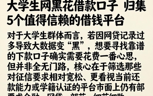 大学生网黑花借款口子，归集5个值得信赖的借钱平台