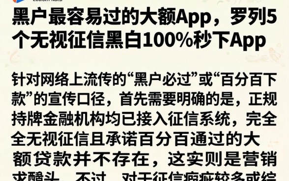 黑户最容易过的大额app，罗列5个无视征信黑白100%秒下app