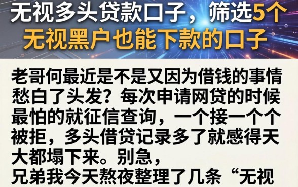 无视多头贷款的口子，筛选5个无视黑户也能下款的口子