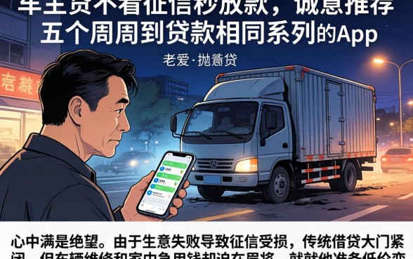 车主贷不看征信秒放款，诚意推荐五个周周到贷款相同系列的app