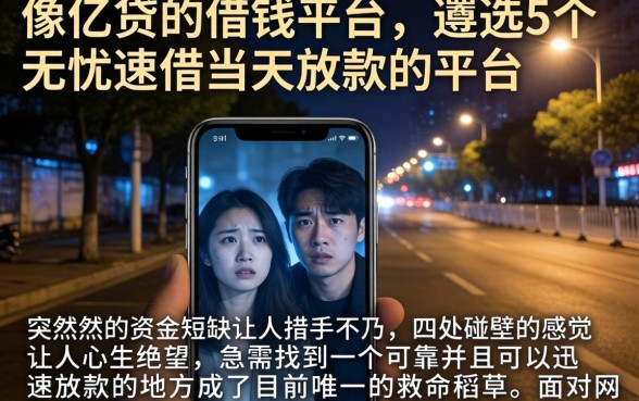 像亿贷的借钱平台，遴选5个无忧速借当天放款的平台