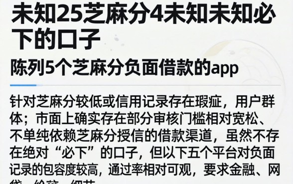 2未知25芝麻分4未知未知必下的口子，陈列5个芝麻分负面借款的app