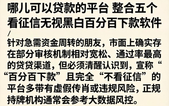 哪儿可以贷款的平台，整合五个不看征信无视黑白百分百下款软件