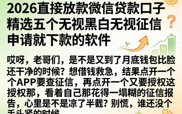 2026直接放款微信的贷款口子，精选五个无视黑白无视征信申请就下款的软件