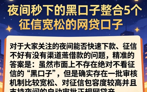 夜间秒下的黑口子，整合5个对征信宽松的网贷口子