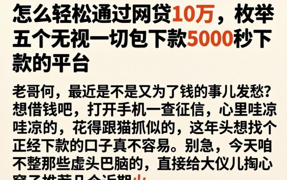 怎么轻松通过网贷10万，枚举五个无视一切包下款5000秒下款的平台