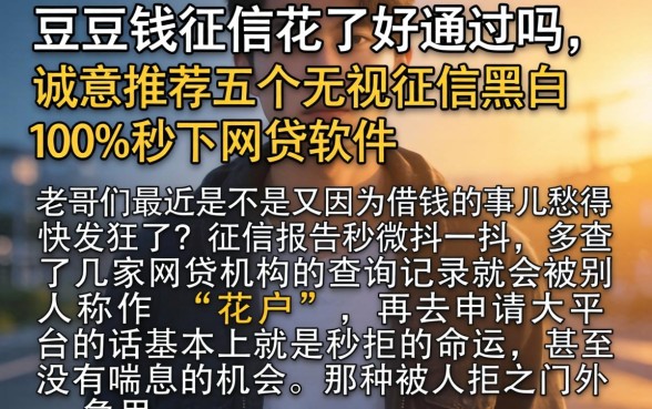 豆豆钱征信花了好通过吗，诚意推荐五个无视征信黑白100%秒下网贷软件