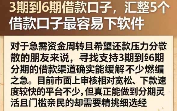 3期到6期的借款口子，汇整5个借款口子最容易下软件