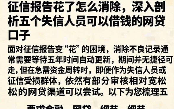 征信报告花了怎么消除，深入剖析五个失信人员可以借钱的网贷口子