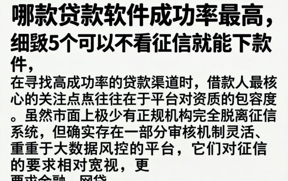 哪款贷款软件成功率最高，细致阐述5个可以不看征信就能下款的软件