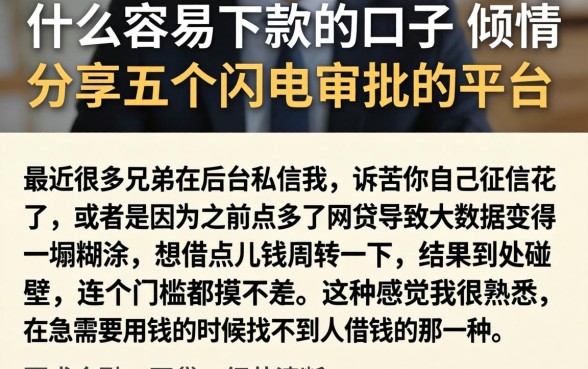 什么容易下款的口子，倾情分享五个闪电审批的平台