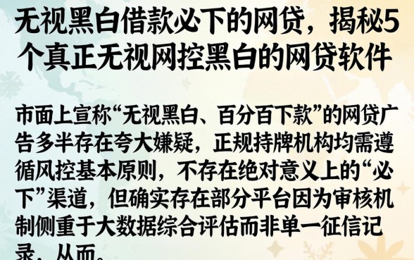 无视黑白借款必下的网贷，揭秘5个真正无视风控黑白的网贷软件