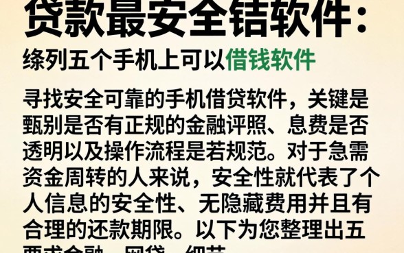 贷款最安全的软件，条列五个手机上可以借钱的软件