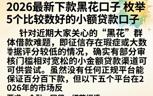 2026最新下款黑花口子,枚举5个比较好的小额贷款口子