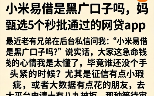 小米易借是黑户口子吗，甄选5个秒批通过的网贷app