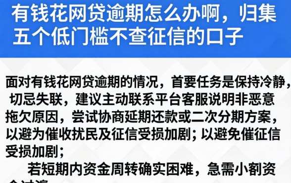 有钱花网贷逾期怎么办啊，归集五个低门槛不查征信的口子