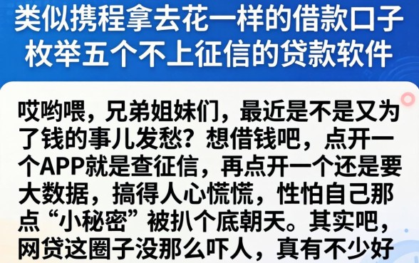 类似携程拿去花一样的借款口子，枚举五个不上征信的贷款软件