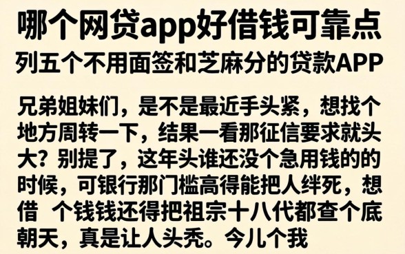 哪个网贷app好借钱可靠点,胪列五个不用面签和芝麻分的贷款app