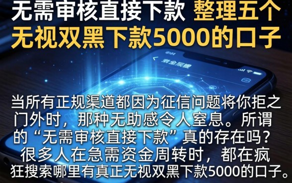 无需审核直接下款的，整理五个无视双黑下款5000的口子